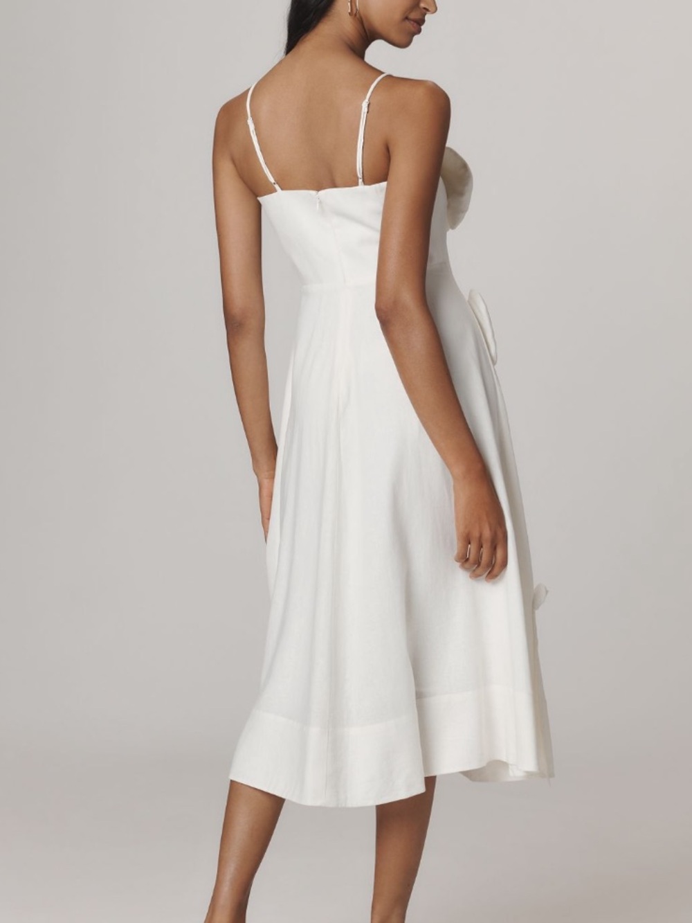 New FARM Rio Linen Blend White Garden Sleeveless Floral Appliqué Dress - Picture 2 of 4